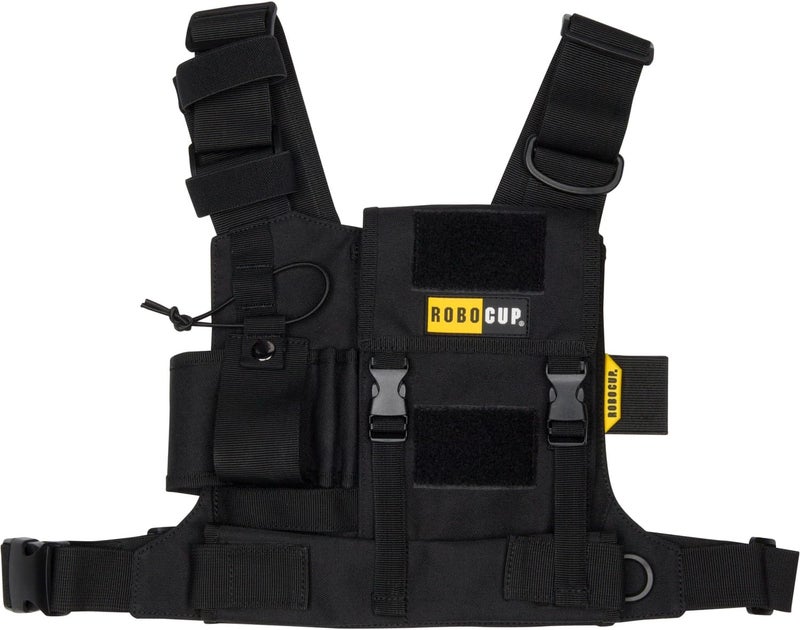 ROBOCUP Radio Chest Harness Vest - Adjustable Utility Organizer with Silent Buckle Closure - Full-Size Ham Radio Pouch, Secure Fit, Work Gear with D-Ring, Reflective Safety Stripes, Hook & Loop Patch - Image 3